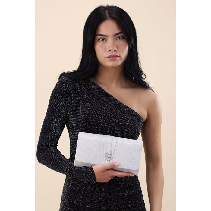 Lyla Silver Satin Clutch Bag