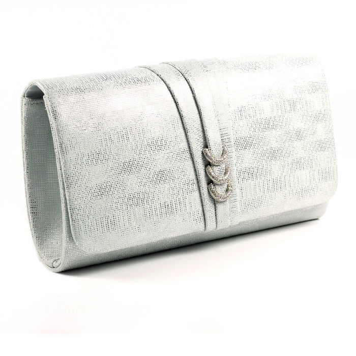 Lyla Silver Satin Clutch Bag