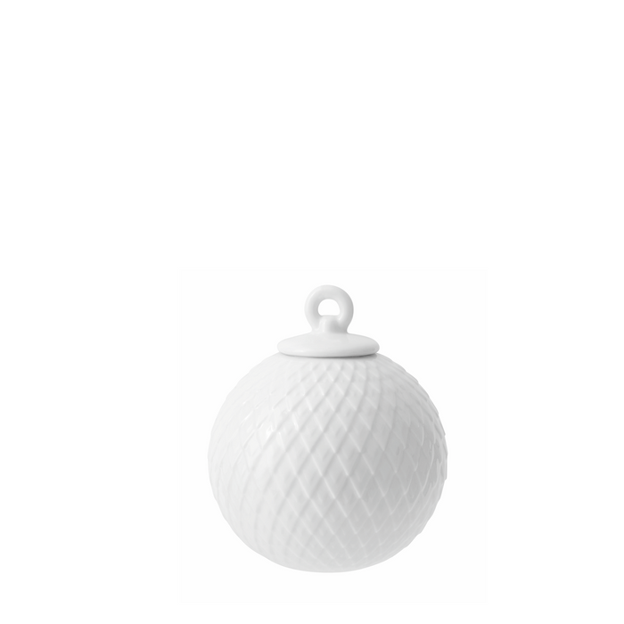 Lyngby Rhombe Decor Bauble, White, Set of 2