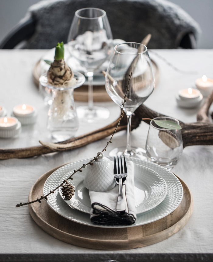 Lyngby Rhombe Decor Bauble, White, Set of 2