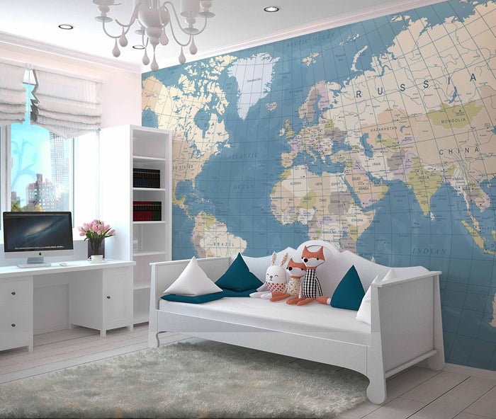 Map of the world Wall Mural-Wall Mural-Eazywallz