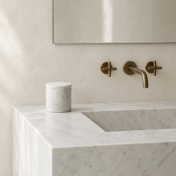 marblelous canister small, white
