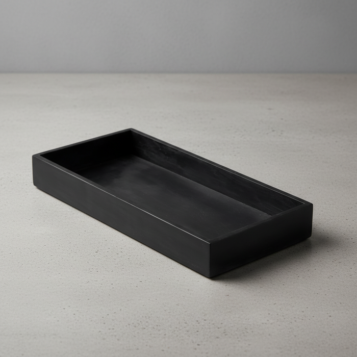Marblelous Rectangular Tray Black on light concrete background