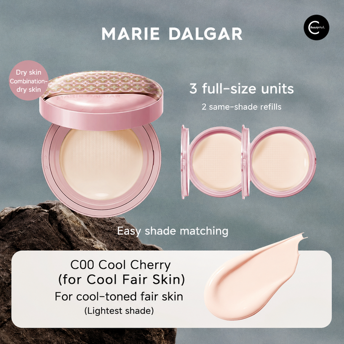 MARIE DALGAR pink cushion compact in C00 Cool Cherry with two same-shade refills