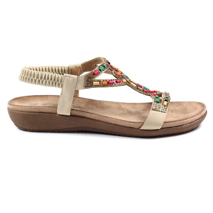 Mariella Beige Beaded Sandal