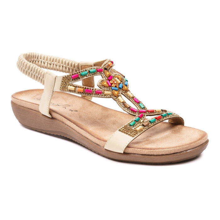 Mariella Beige Beaded Sandal