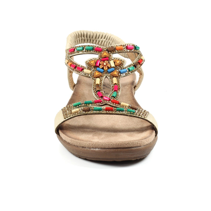 Mariella Beige Beaded Sandal