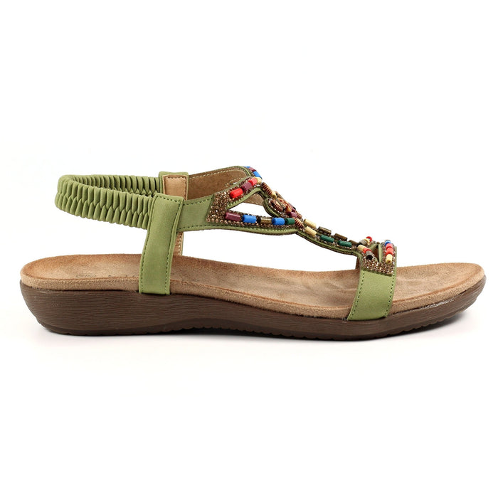 Mariella Khaki Beaded Sandal