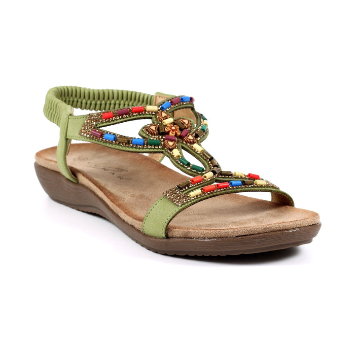 Mariella Khaki Beaded Sandal