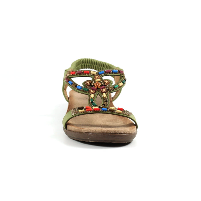 Mariella Khaki Beaded Sandal