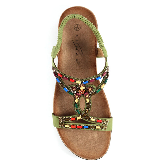 Mariella Khaki Beaded Sandal