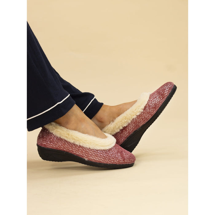 Marlene Burgundy Wedge Slipper