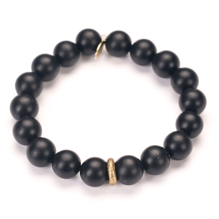 Matte Onyx Bracelet | Brass Boho Ring