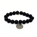Matte Onyx Bracelet + Silver Om Charm