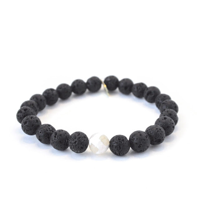 May Birthstone Bracelet | 8mm Agate + Lava