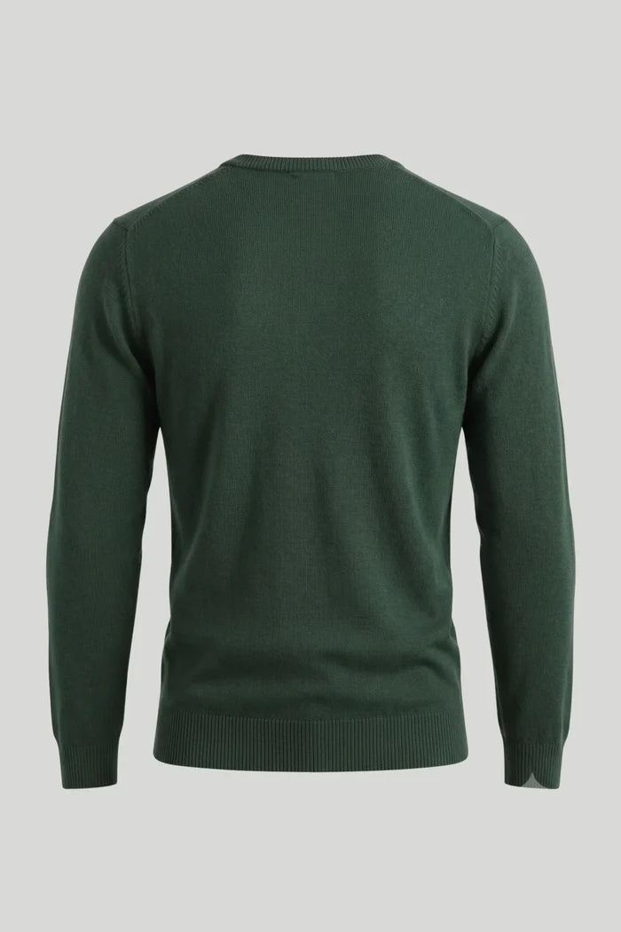 Мъжки памучен пуловер с обло деколте в тъмнозелено Roberto&Co Roberto Fashion Store Sweater CLM0808KNIDPPGRNS S