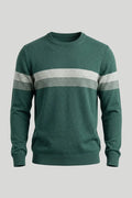 Мъжки памучен пуловер в тъмнозелено с бяла лента на гърдите Roberto&Co Roberto Fashion Store Sweater LGT0808KNIGRESTRS S