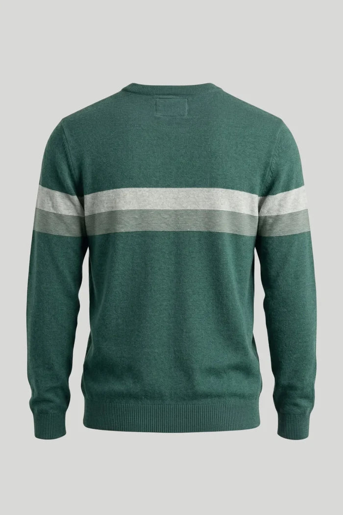 Мъжки памучен пуловер в тъмнозелено с бяла лента на гърдите Roberto&Co Roberto Fashion Store Sweater LGT0808KNIGRESTRS S