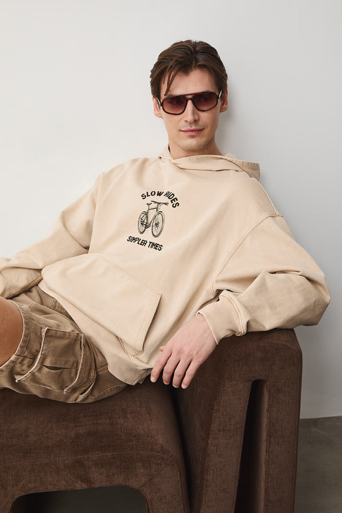 Men's hooded sweatshirt in beige