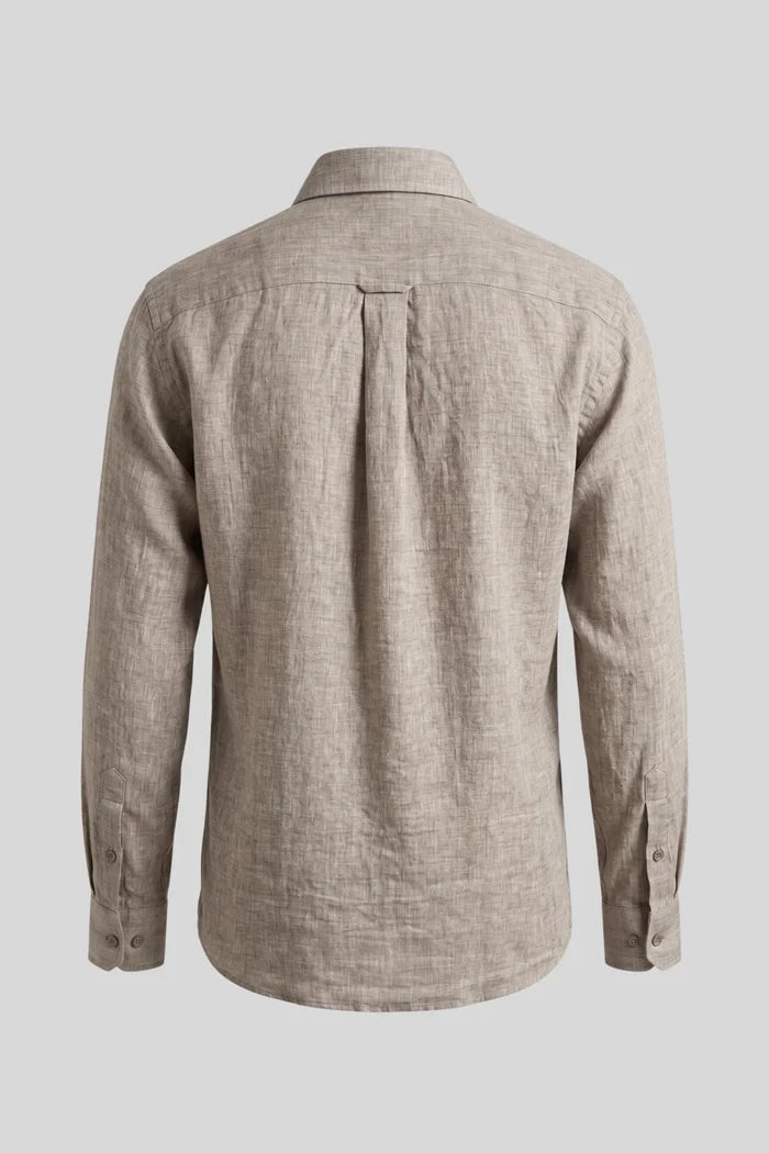 Мъжка риза с дълъг ръкав, ленена, бежова Roberto&Co Roberto Fashion Store Shirt XFT0808SHRBEILNNM M