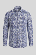 Мъжка риза с дълъг ръкав, пейсли принт, тъмносиньо и бяло Roberto&Co Roberto Fashion Store Shirt MCM0808SHRNAVWHIM M