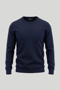 Мъжки памучен пуловер с обло деколте в морско синьо Roberto&Co Roberto Fashion Store Sweater CLM0808KNINAVYBLS S