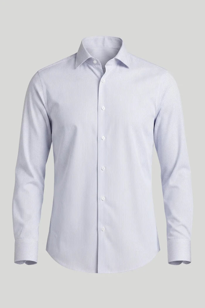 Мъжка еластична раирана риза от бамбукова вискоза - Бял Boston Roberto Fashion Store T-shirt MAY83301300-39 39