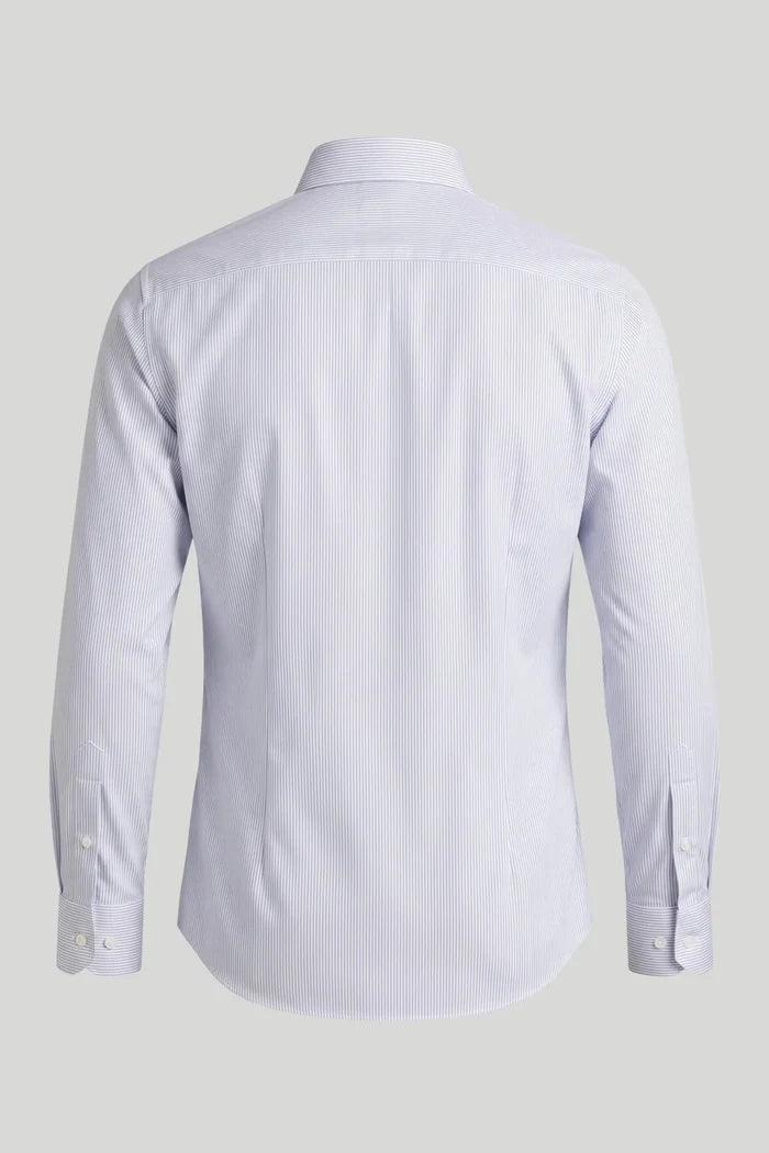 Мъжка еластична раирана риза от бамбукова вискоза - Бял Boston Roberto Fashion Store T-shirt MAY83301300-39 39