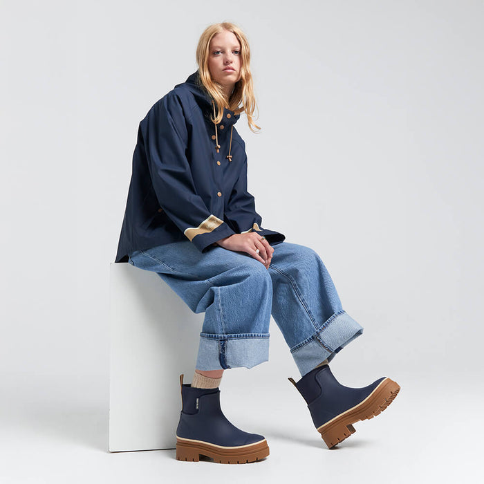 Merry People X Karen Walker Rain Jacket // French Navy & Tan [Retired]
