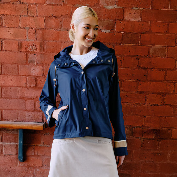 Merry People X Karen Walker Rain Jacket // French Navy & Tan [Retired]