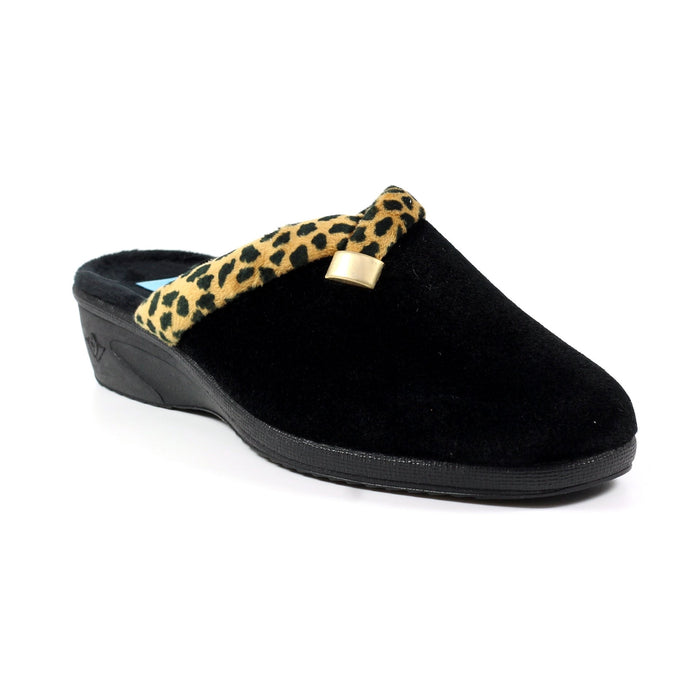 Michelle Black Ocelot Slipper