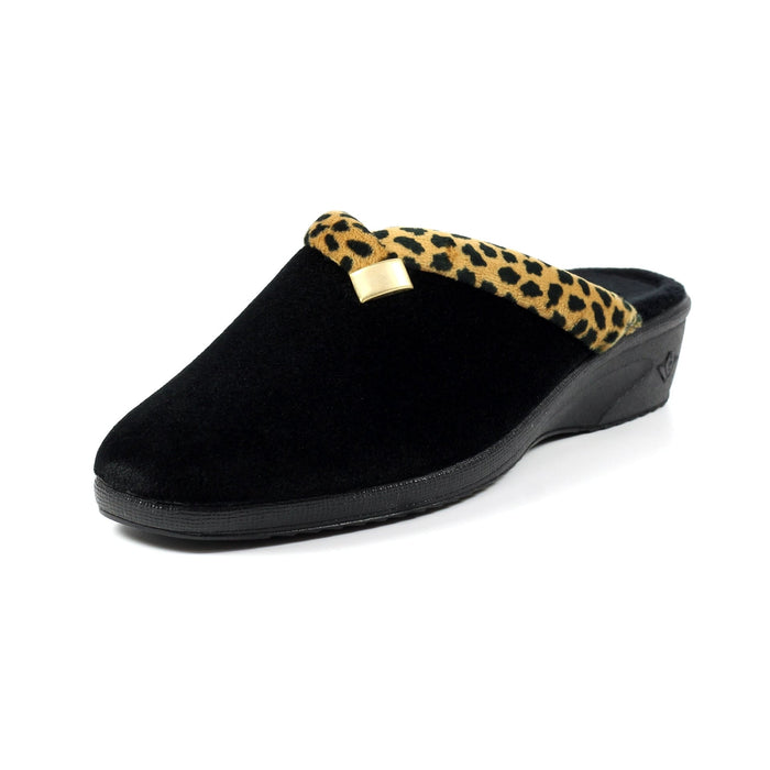 Michelle Black Ocelot Slipper