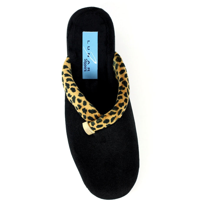 Michelle Black Ocelot Slipper