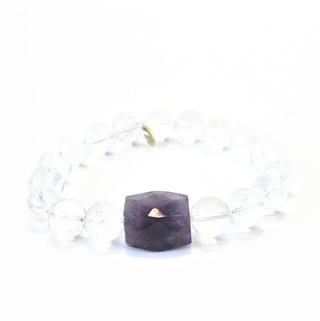 Migraine Bracelet | Clear Quartz + Amethyst