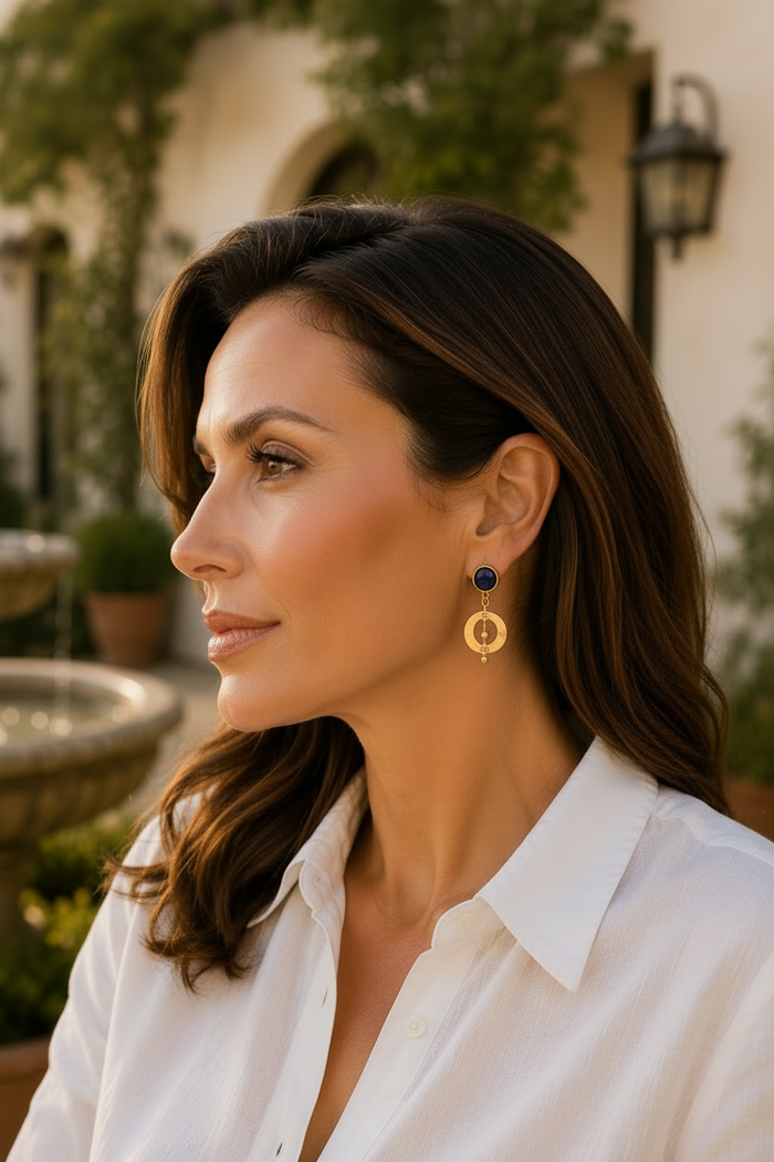 Montecito Admiral Blue Chalcedony & 24K Gold Vermeil Swirl Earrings