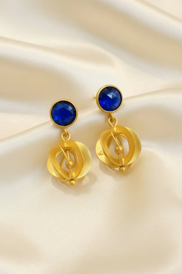 Montecito Admiral Blue Chalcedony & 24K Gold Vermeil Swirl Earrings