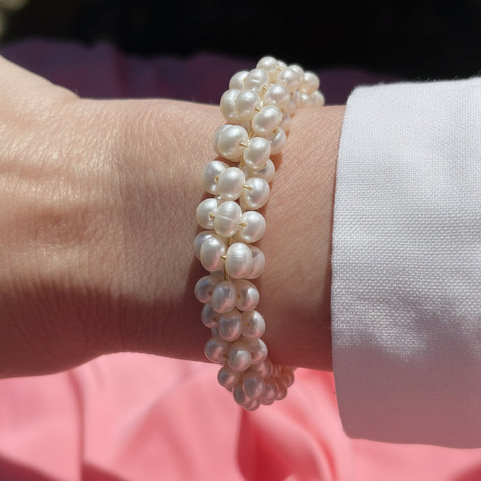 Montecito Baroque Freshwater Pearl Cluster Bracelet – 22K Gold Wire | Limited Edition