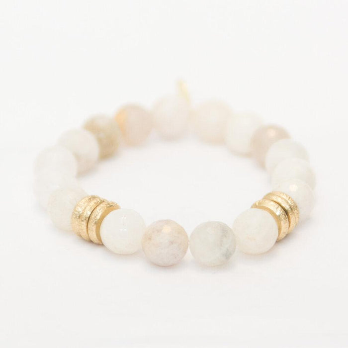 Moonstone Bracelet | Cream + Gold Rings