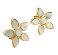 Mother of Pearl Gemstone Stud Earrings 1”