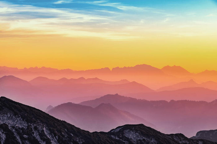 Mountain Wave Sunrise Wall Mural-Wall Mural-Eazywallz