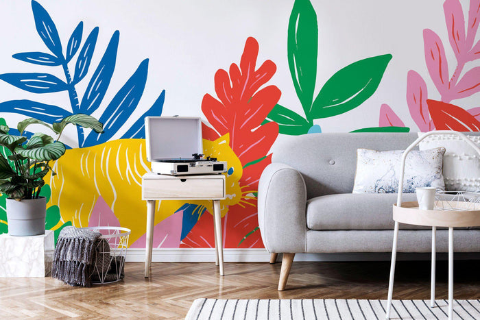 Multicolor Jungle Tiger Cut Out Wall Mural-Wall Mural-Eazywallz