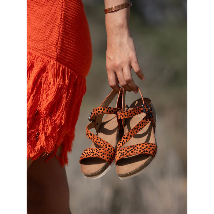 Muster Orange Wedge Sandal