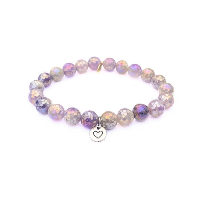 Mystic Amethyst Crystal Bracelet | Silver Heart Charm