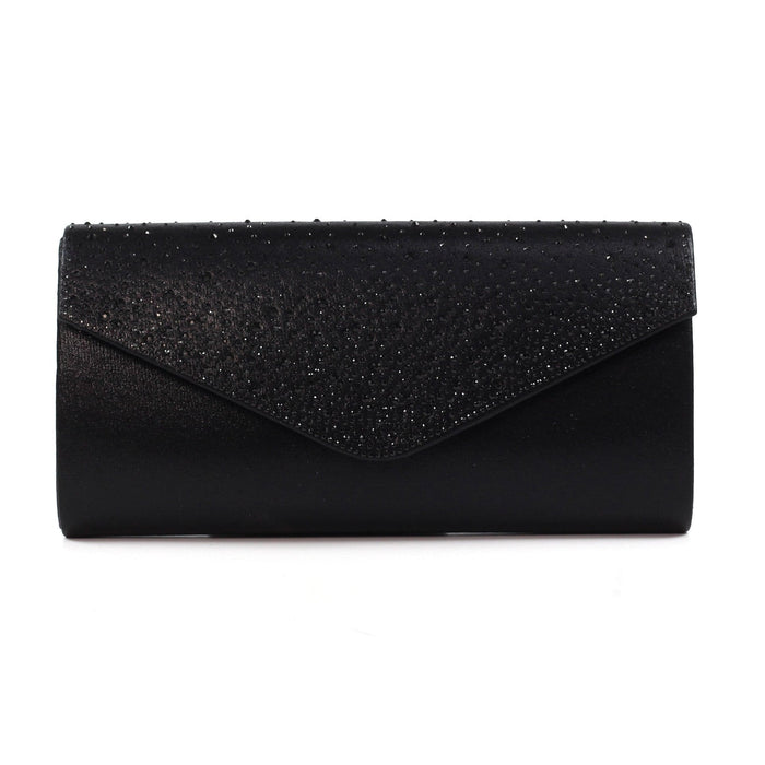 Nara Black Satin Clutch Bag