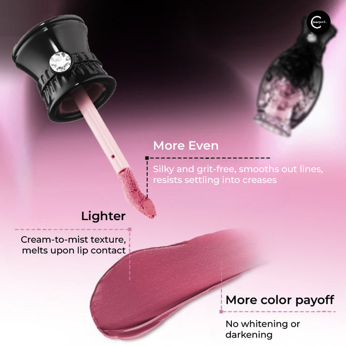 NEIYOU Monster Bear Soft-Focus Lip Glaze with doe-foot applicator and pink-mauve swatch