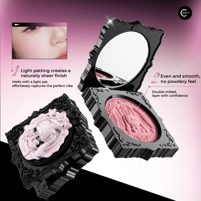 NEIYOU Mood Bunny Blush & Setting Powder compacts shown open with pink pressed powder and mirrors