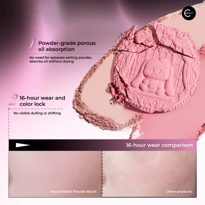 NEIYOU Mood Bunny Blush & Setting Powder pressed powder with an embossed bunny design in a pink shade