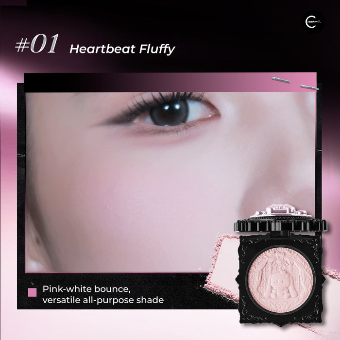 NEIYOU Mood Bunny Blush & Setting Powder in #01 Heartbeat Fluffy, open compact with pale pink powder