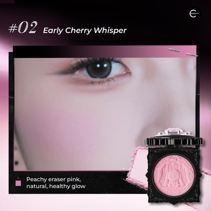 NEIYOU Mood Bunny Blush & Setting Powder #02 Early Cherry Whisper, pink pressed powder compact