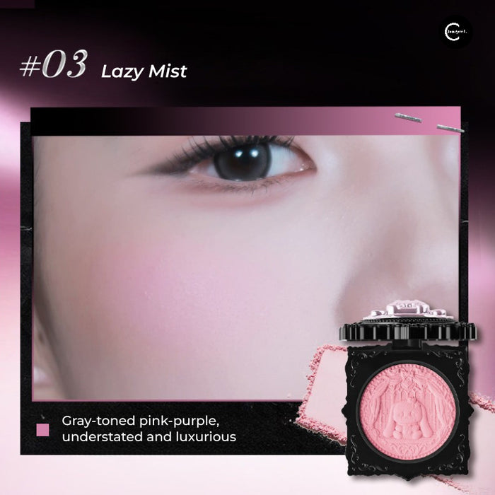 NEIYOU Mood Bunny Blush & Setting Powder in #03 Lazy Mist, compact with pink pressed powder